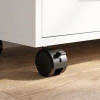 File Cabinet, Locking Drawers, Open Shelves, 5 Casters, White
