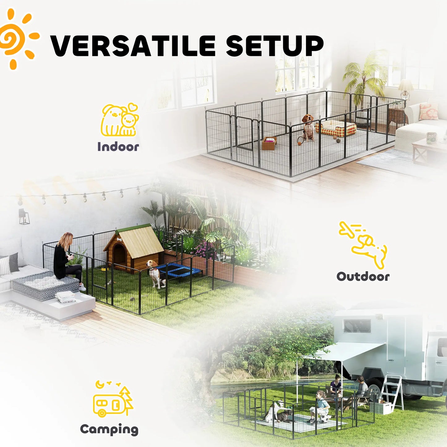 16 Panels Dog Playpen, Portable, for Medium Dogs, 31.5" H Houses, Kennels & Pens at Gallery Canada
