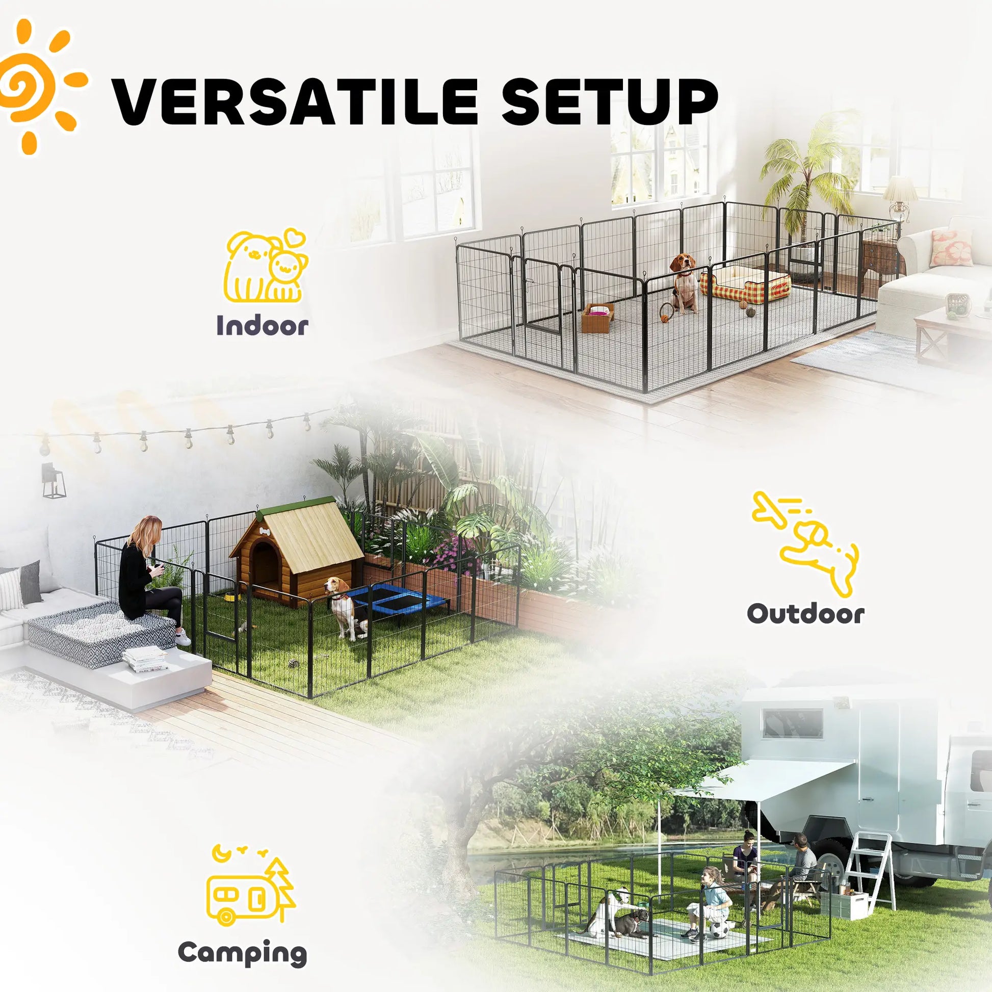 16 Panels Dog Playpen, Portable, for Medium Dogs, 31.5" H Houses, Kennels & Pens at Gallery Canada