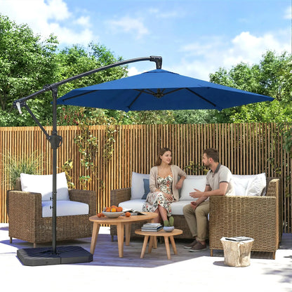9.7 ft Offset Patio Umbrella, Water/Sand Fillable Weights, Navy Blue Offset Cantilever Umbrellas at Gallery Canada