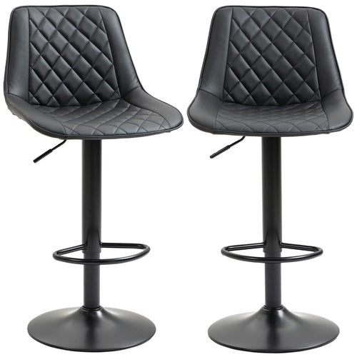 Swivel Counter Height Barstools, Set of 2, Adjustable Height, Black
