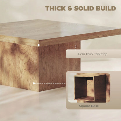 Square Coffee Table, 1.6" Thick Tabletop, Natural Wood Coffee Tables at Gallery Canada
