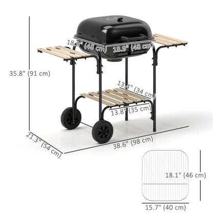 Charcoal BBQ Grill, 1840 cm² Cooking Area, 3 Shelves, Adjustable Vent, Black Charcoal BBQ Grils at Gallery Canada