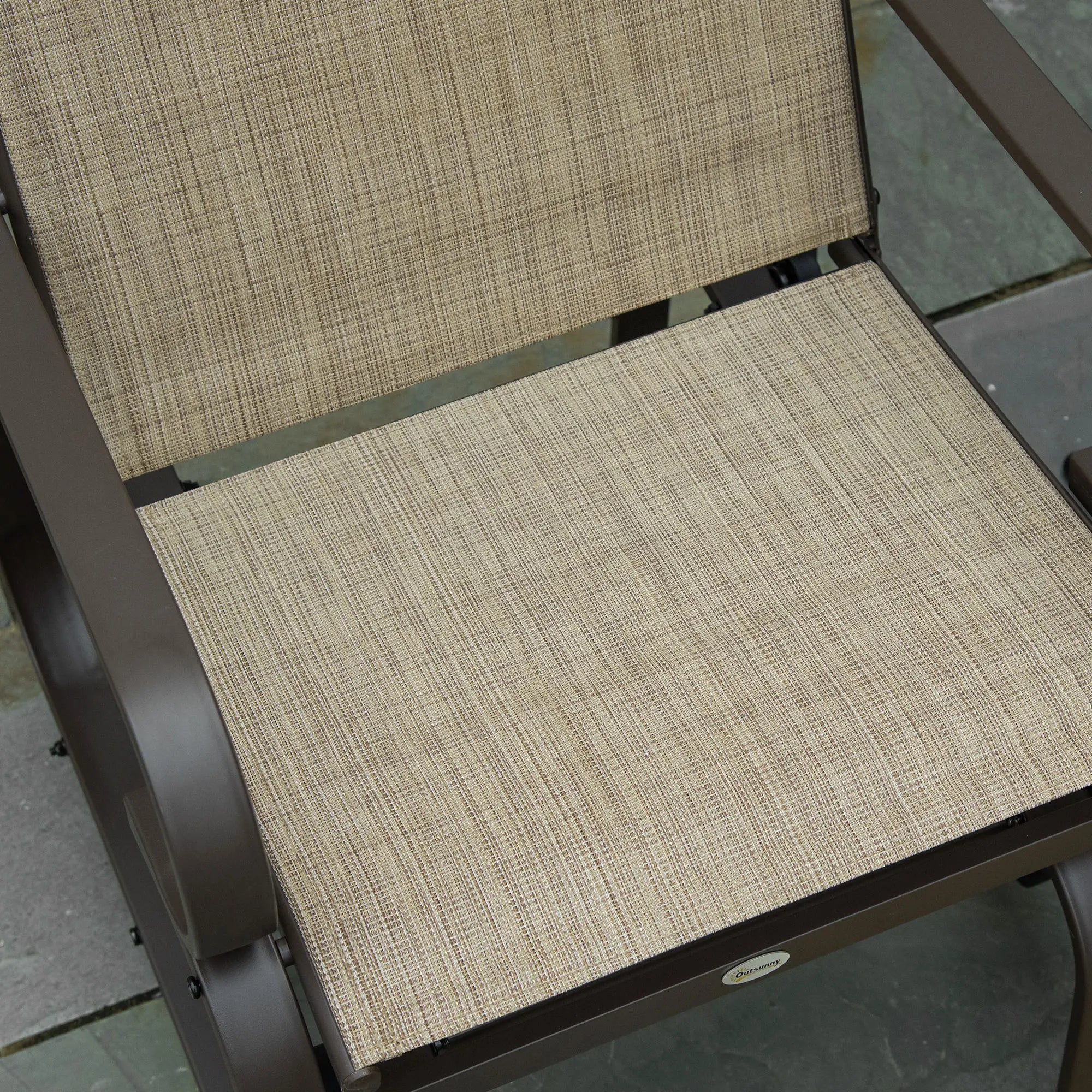 Patio Glider with Mesh Fabric, Outdoor Rocking Chair, Brown Flaxen, Brown Outdoor Gliders at Gallery Canada