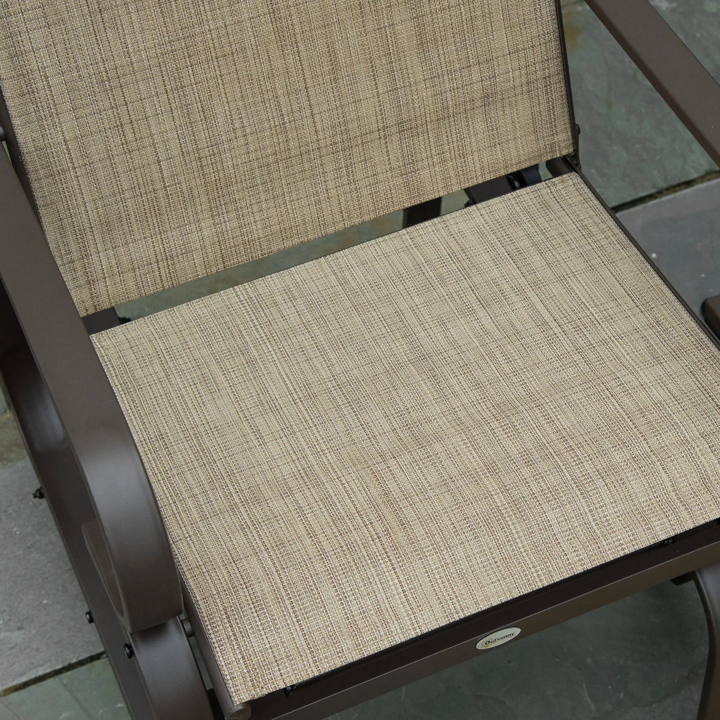 Patio Glider with Mesh Fabric, Outdoor Rocking Chair, Brown Flaxen, Brown Outdoor Gliders at Gallery Canada