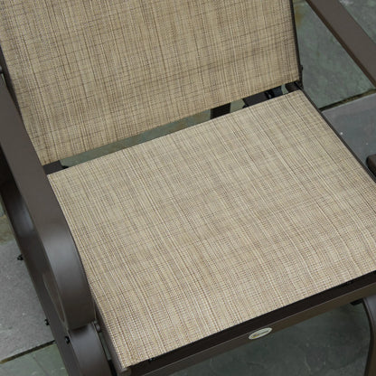 Patio Glider with Mesh Fabric, Outdoor Rocking Chair, Brown Flaxen, Brown Outdoor Gliders at Gallery Canada