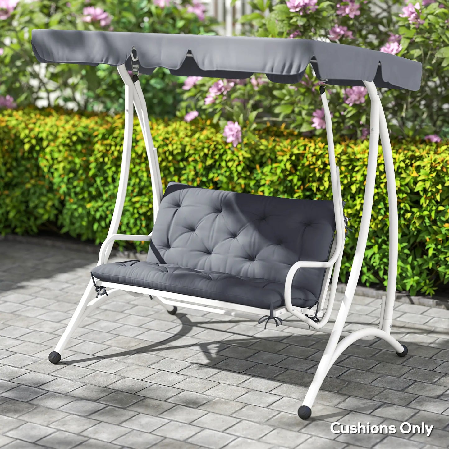 Porch Swing Cushion, Garden Bench Cushion with Backrest, Non-Slip, 39.4" x 38.6", Dark Grey Patio Chair Cushions at Gallery Canada