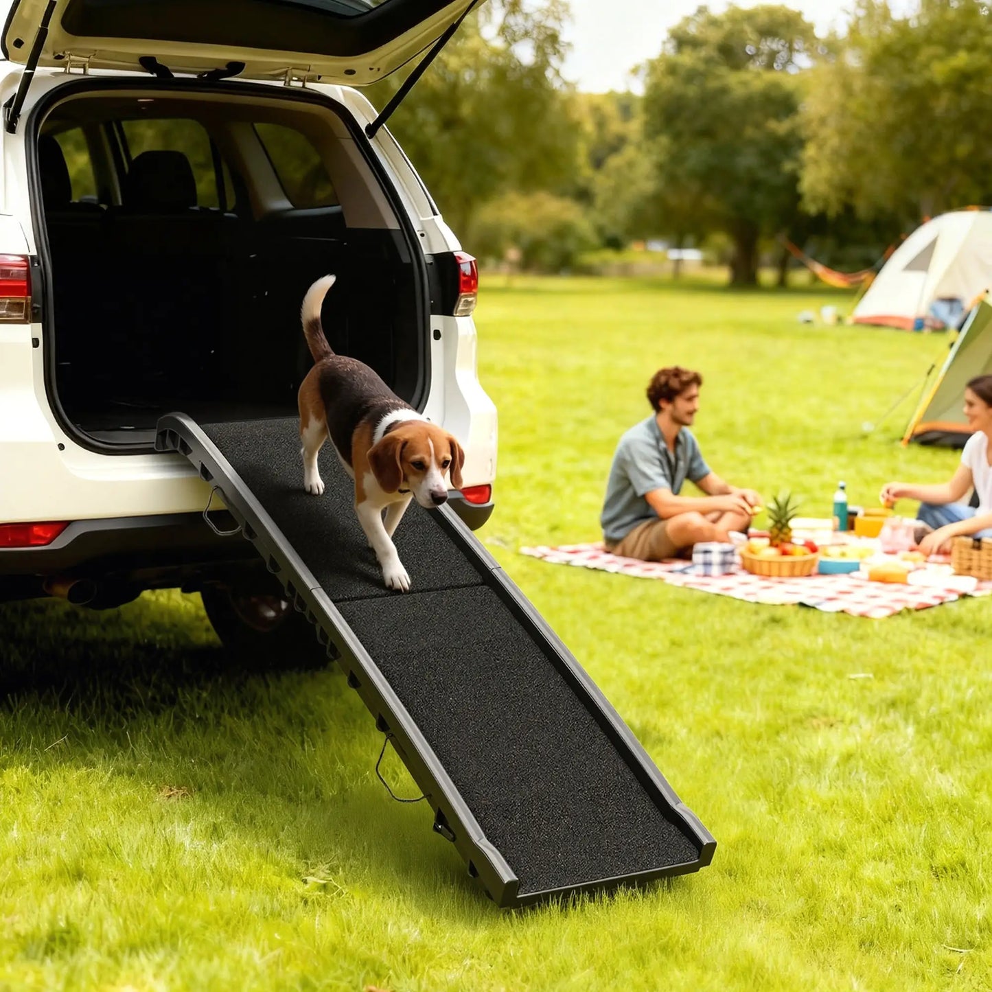 61 Inches Folding Pet Ramp, Frosted Surface, Raised Side Rails Dog Stairs at Gallery Canada