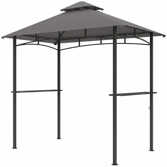 8' x 5' BBQ Grill Gazebo Tent, Double Tiered Canopy, Dark Grey BBQ Grill Gazebos Dark Grey at Gallery Canada