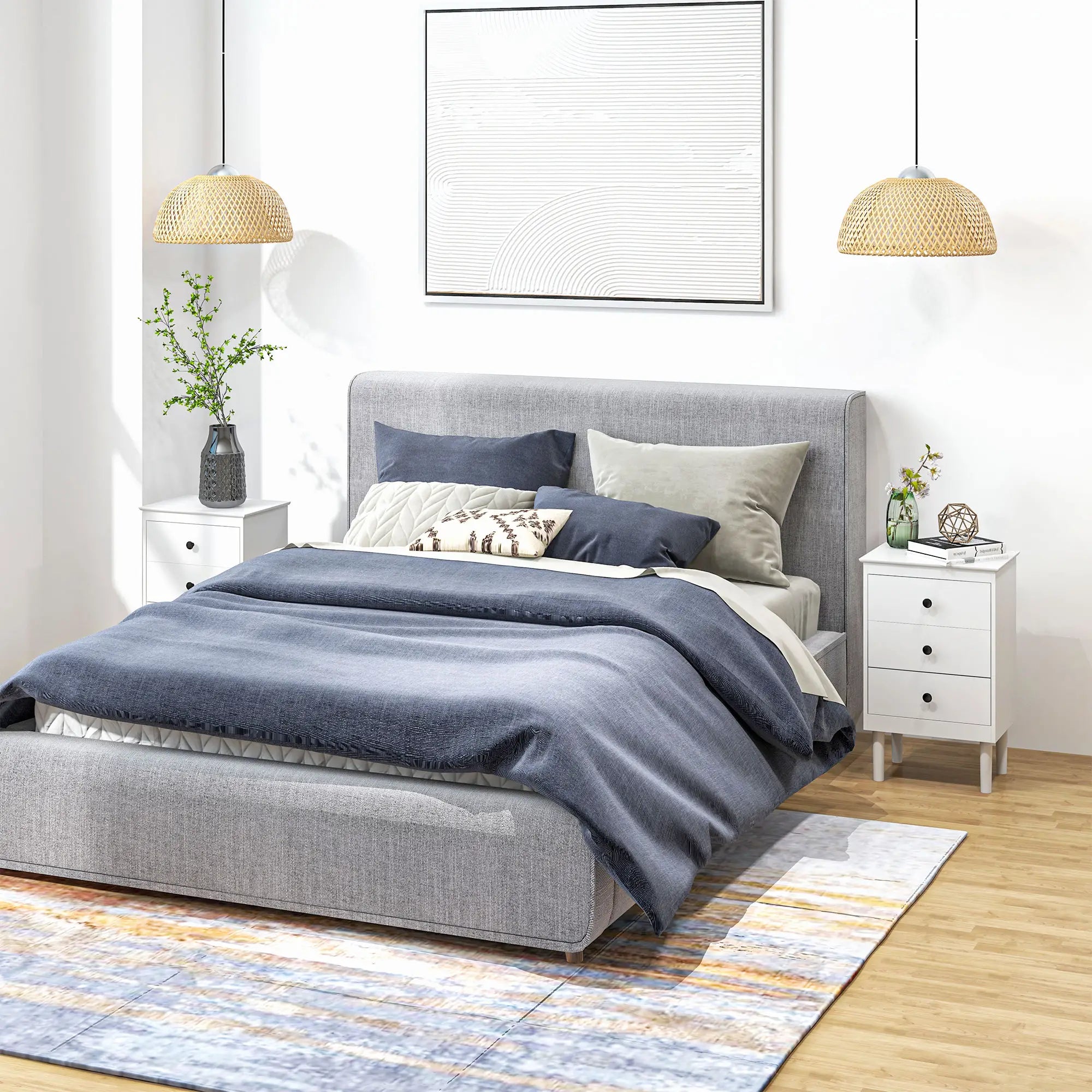 Two 3-Drawer Modern Bedside Tables, White Bedside Tables at Gallery Canada