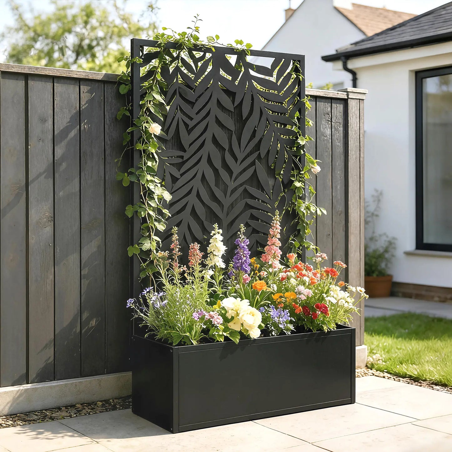Metal Planter Box With Trellis, 44.5" Raised Garden Bed Galvanized Planter Boxes at Gallery Canada
