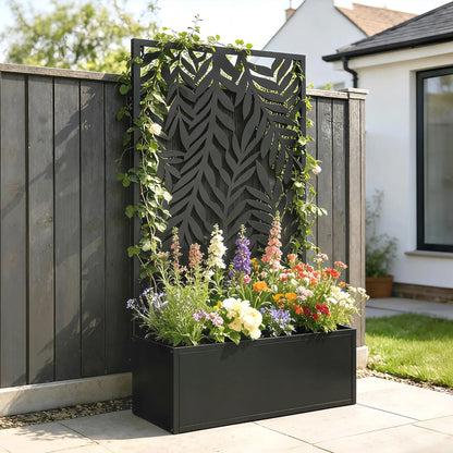 Metal Planter Box With Trellis, 44.5" Raised Garden Bed Galvanized Planter Boxes at Gallery Canada