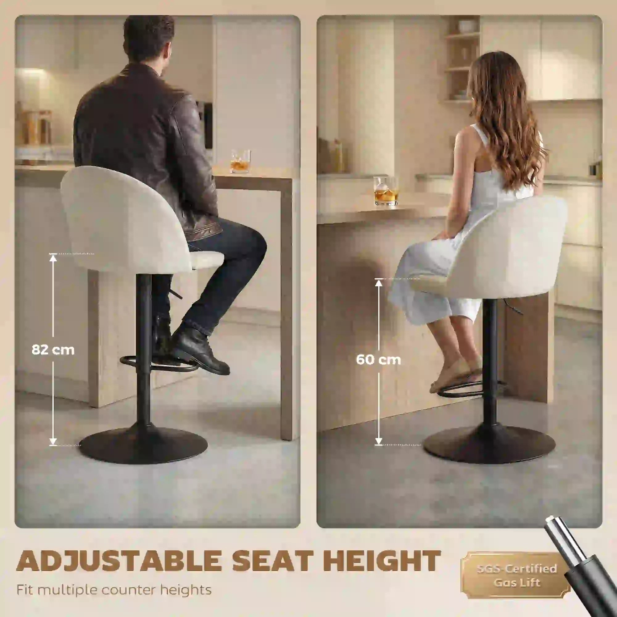 Swivel Counter Height Barstools Set Of 2, Cream White Bar Stools at Gallery Canada