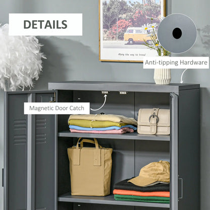 Metal Storage Cabinet, 2 Louvered Doors, Adjustable Shelves, Grey Storage Cabinets at Gallery Canada