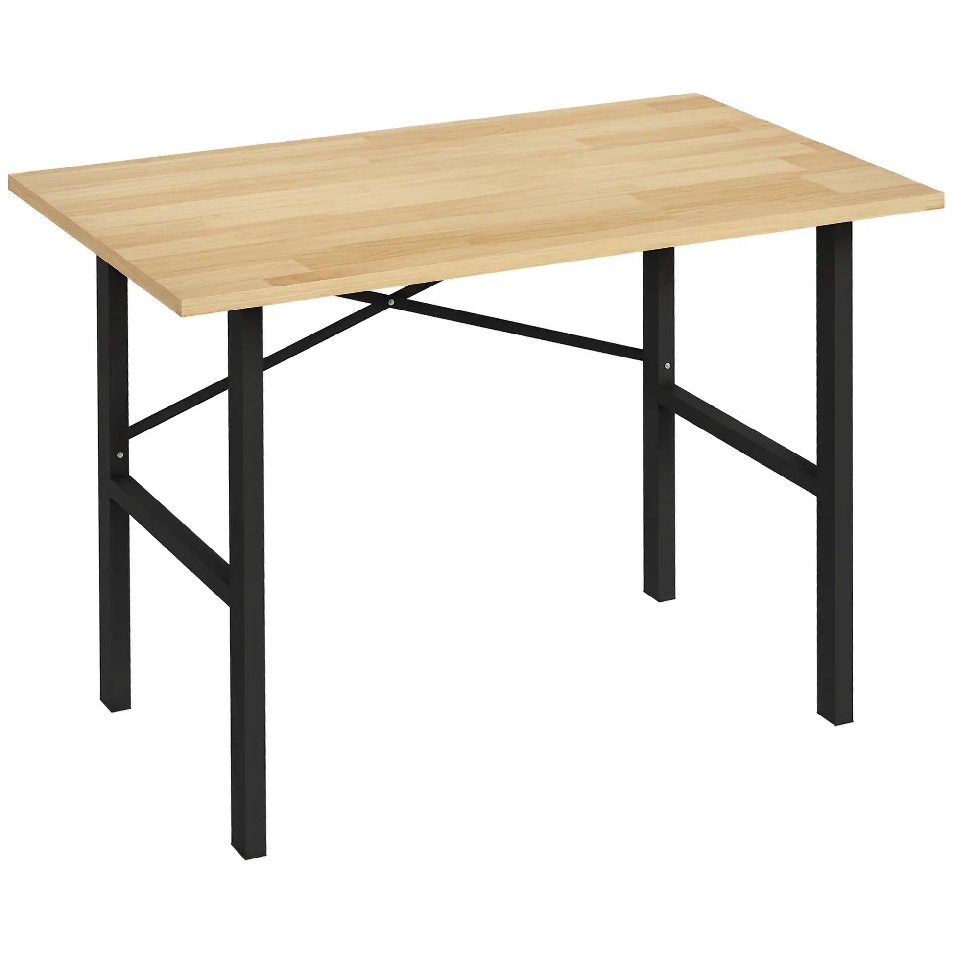 46" Workbench Table, Oak Wood Top, Heavy-Duty Steel, Natural Wood Potting Benches & Tables at Gallery Canada