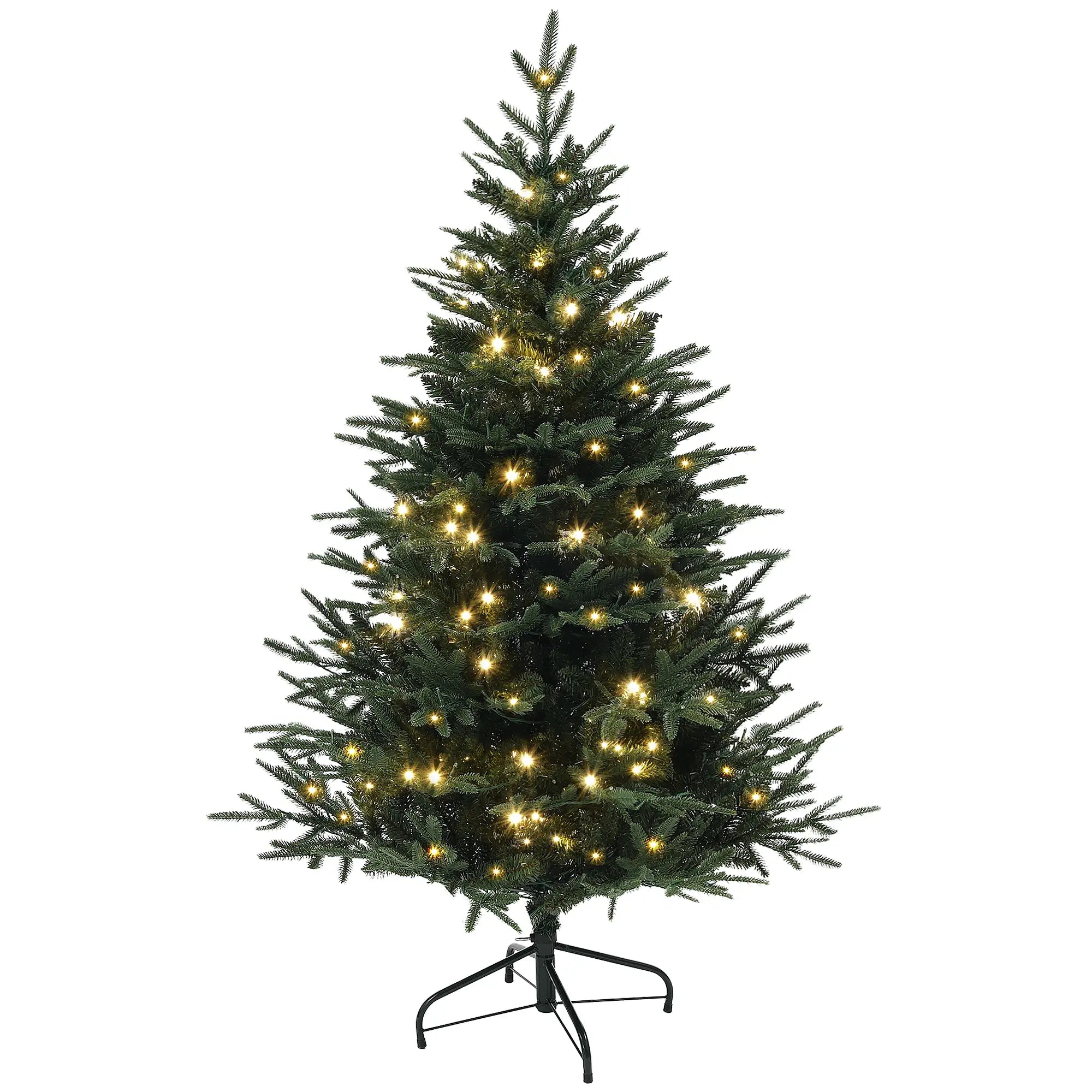 5ft Prelit Artificial Christmas Tree, Steel Base, Warm White LED Pre Lit Christmas Trees Green at Gallery Canada