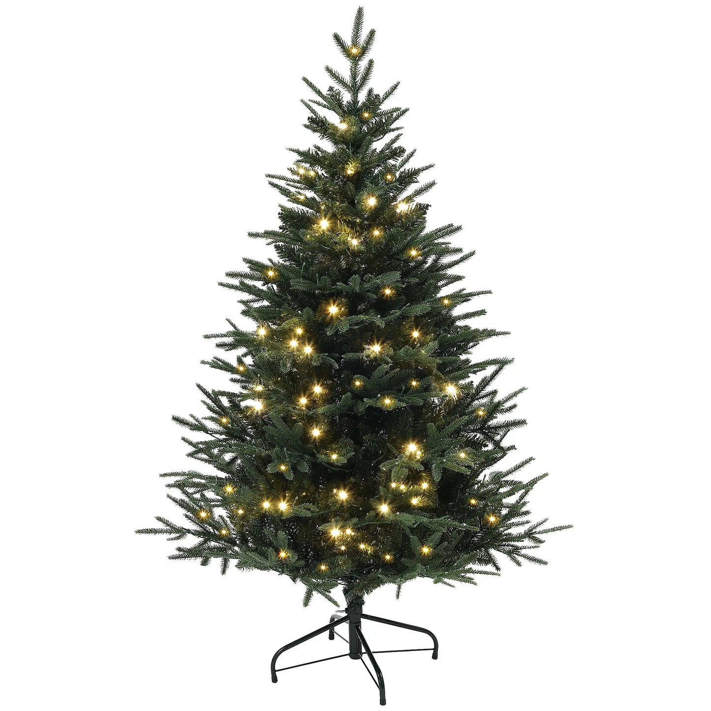 5ft Prelit Artificial Christmas Tree, Steel Base, Warm White LED Pre Lit Christmas Trees Green at Gallery Canada