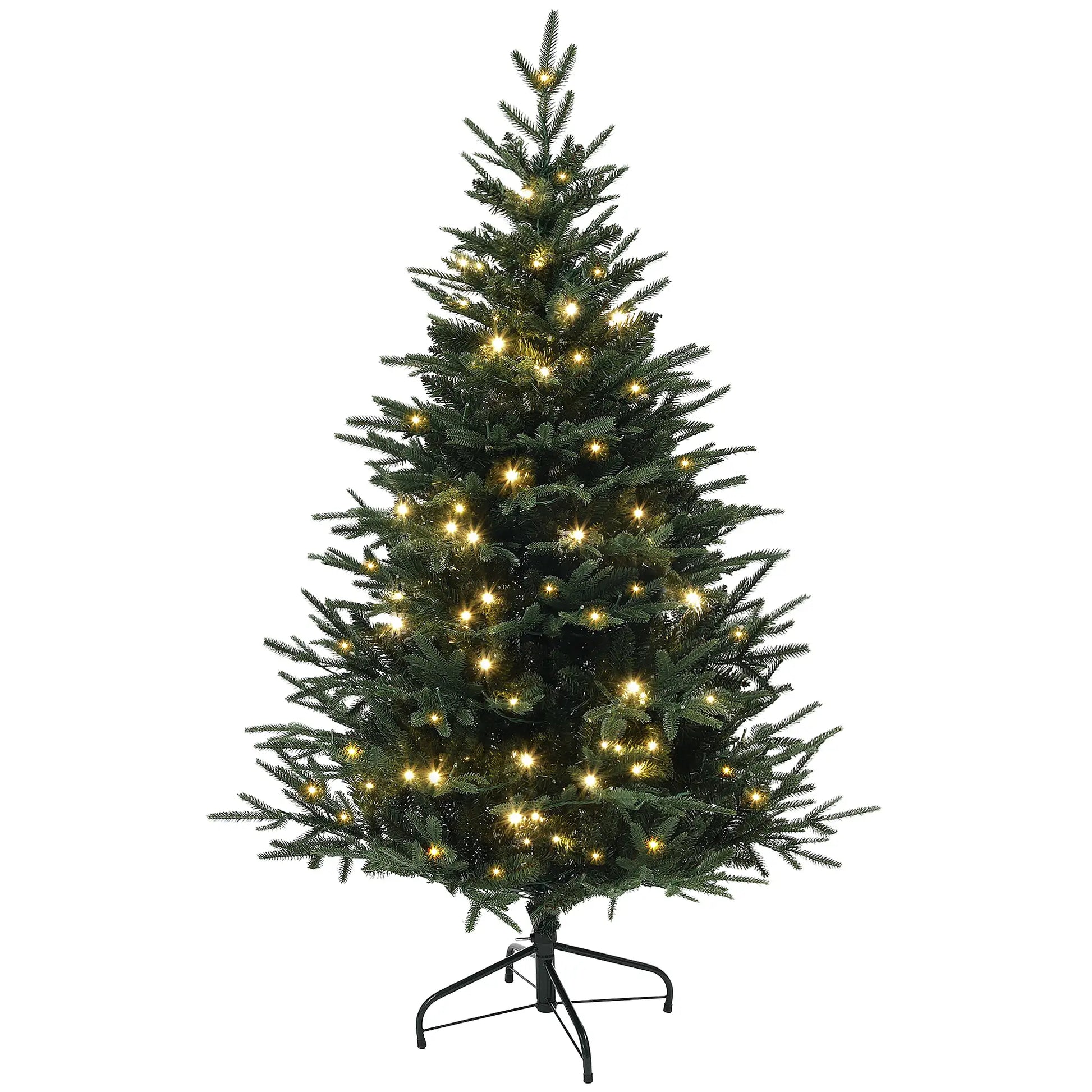 5ft Prelit Artificial Christmas Tree, Steel Base, Warm White LED Pre Lit Christmas Trees Green at Gallery Canada