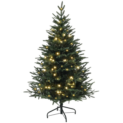 5ft Prelit Artificial Christmas Tree, Steel Base, Warm White LED Pre Lit Christmas Trees Green at Gallery Canada