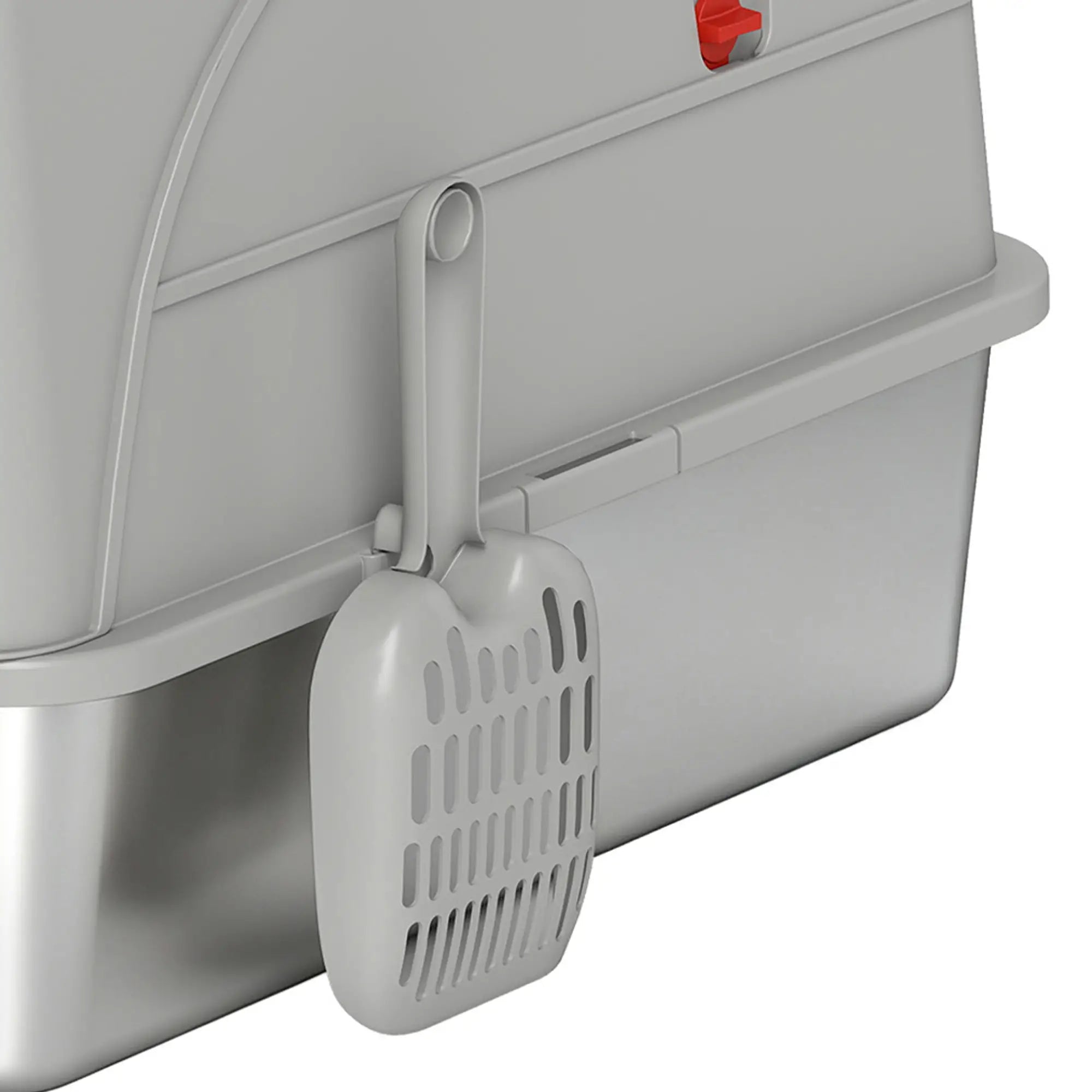 XL Stainless Steel Enclosed Cat Litter Box, Lid, Scoop, Step, Grey Cat Litter Box Enclosures at Gallery Canada