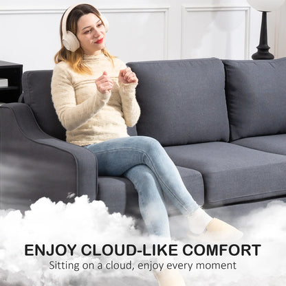 3 Seater Sofa, Modern Pocket Spring Couch, Linen Upholstered, Charcoal Grey 3-Seater Sofas at Gallery Canada