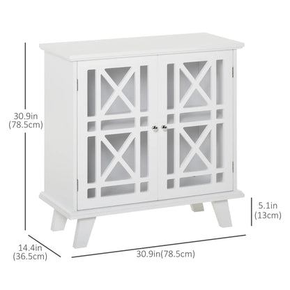 Modern Storage Cabinet with Fretwork Doors, Shelf, White Storage Cabinets at Gallery Canada