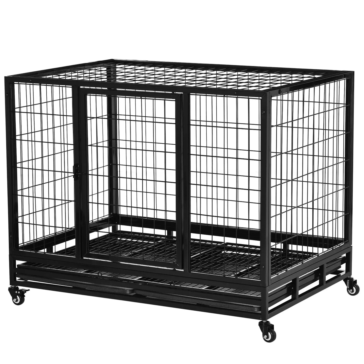 Heavy Duty Dog Crate, Large, 43" x 30" x 32", Two Doors, Lockable Wheels, Removable Tray Houses, Kennels & Pens at Gallery Canada