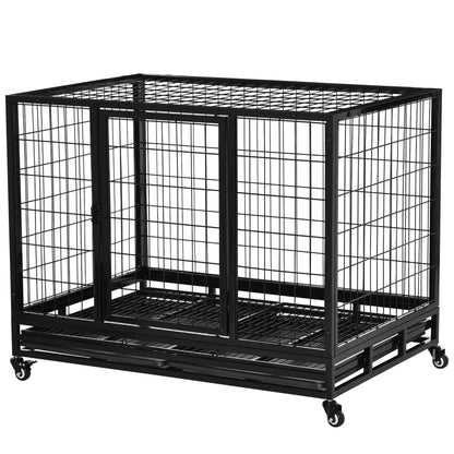 Heavy Duty Dog Crate, Large, 43" x 30" x 32", Two Doors, Lockable Wheels, Removable Tray Houses, Kennels & Pens at Gallery Canada