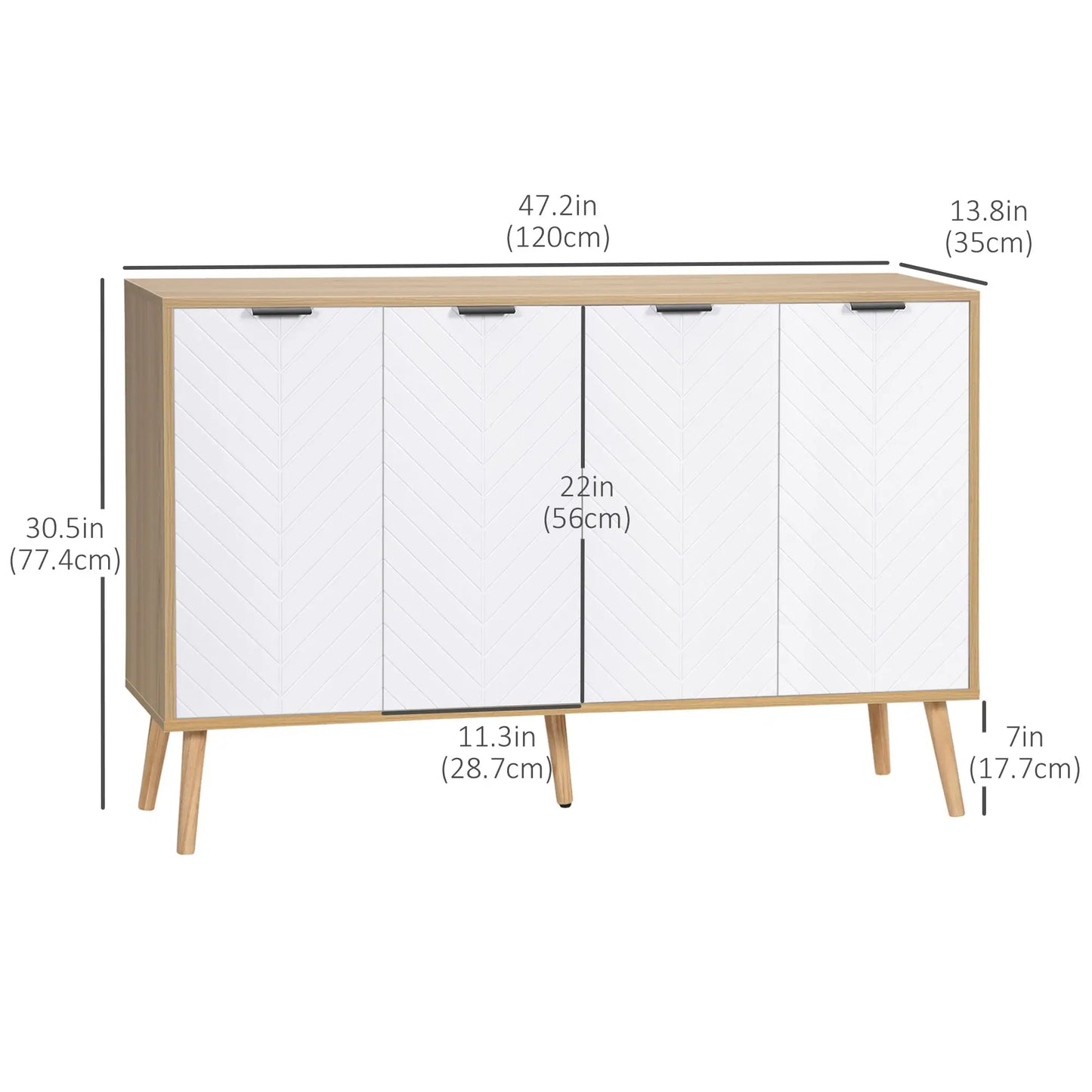 Modern Sideboard, Dining Cabinet with Adjustable Shelves, Natural Bar Cabinets at Gallery Canada
