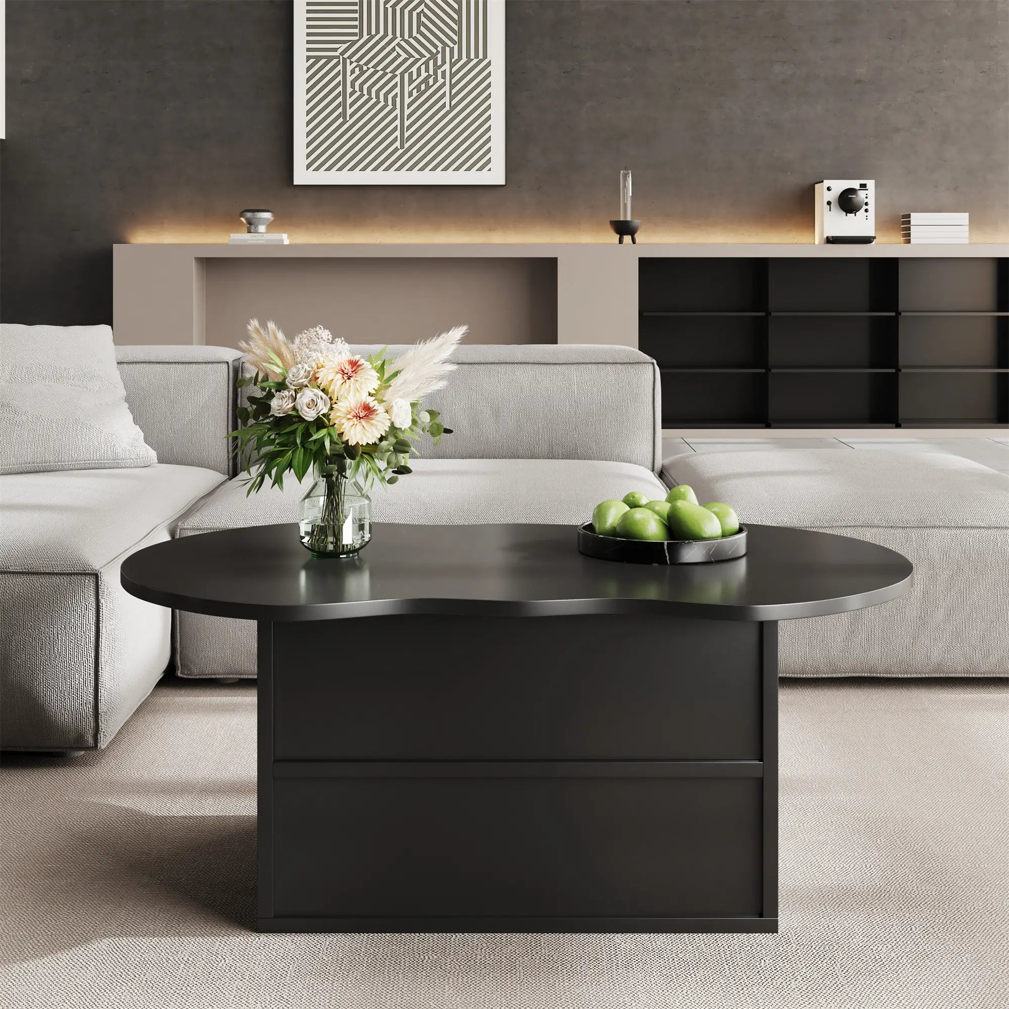 Coffee Table with Drawer, Open Storage, 39.5