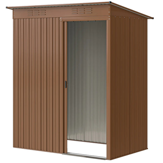 5.2' x 3.5' Metal Garden Shed, Easy Assembly, Light Brown Sheds Light Brown at Gallery Canada