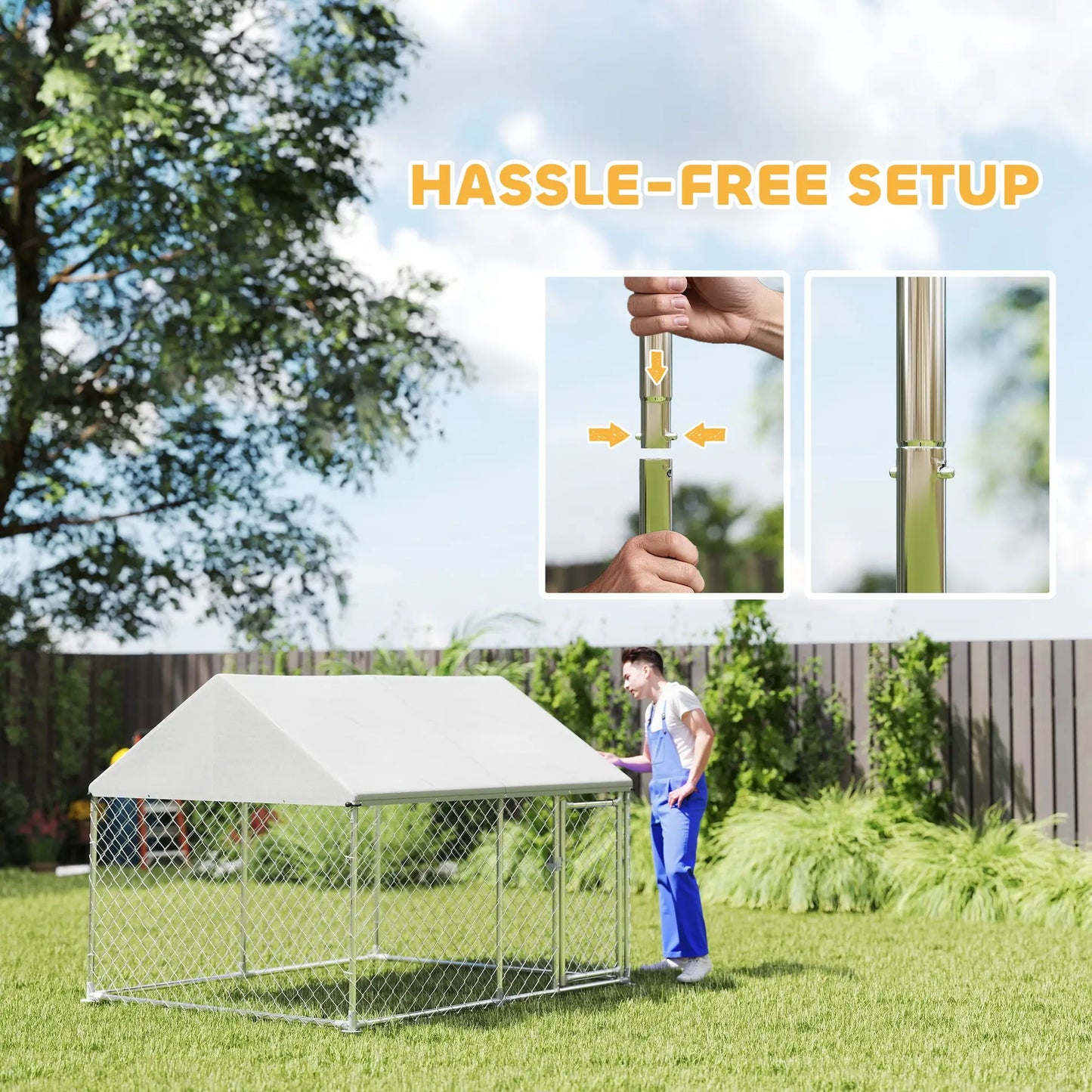 Outdoor Dog Kennel, Waterproof Anti-UV Cover, Quick-Connect Frame, Secure Lock Houses, Kennels & Pens at Gallery Canada