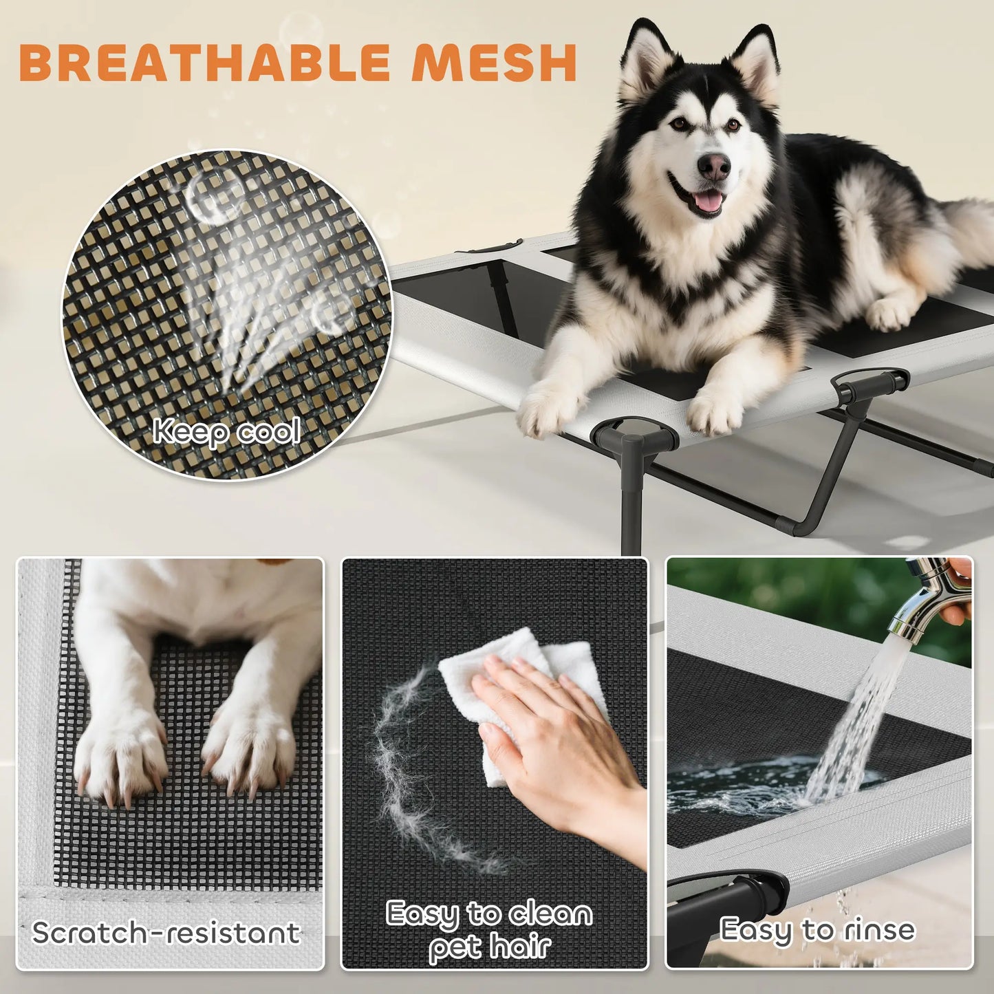 Elevated Dog Bed With Removable Canopy, Portable Pet Cot, 48" x 36" x 37" Elevated Dog Beds at Gallery Canada