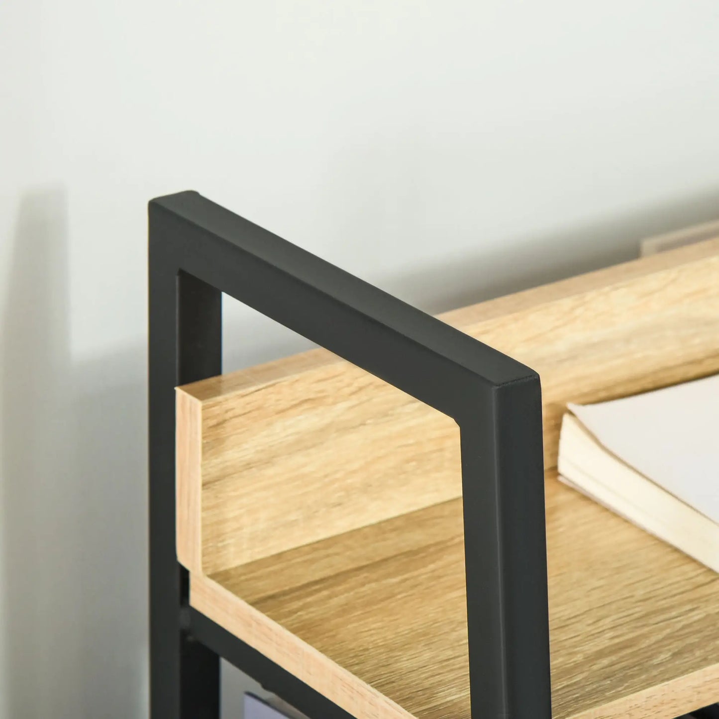 Modern 5-Tier Bookshelf, Metal Frame, Wooden Shelves, Oak Display Bookshelves at Gallery Canada