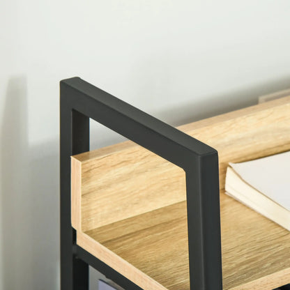 Modern 5-Tier Bookshelf, Metal Frame, Wooden Shelves, Oak Display Bookshelves at Gallery Canada