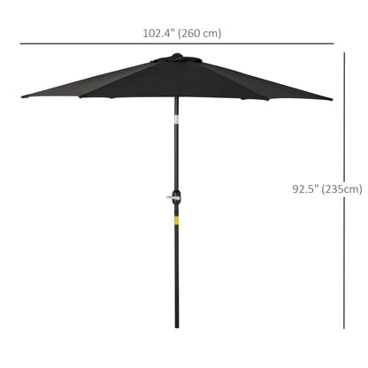 8.5' Round Aluminum Patio Umbrella, Tilt Canopy, 6 Ribs, Black Sun Umbrellas at Gallery Canada