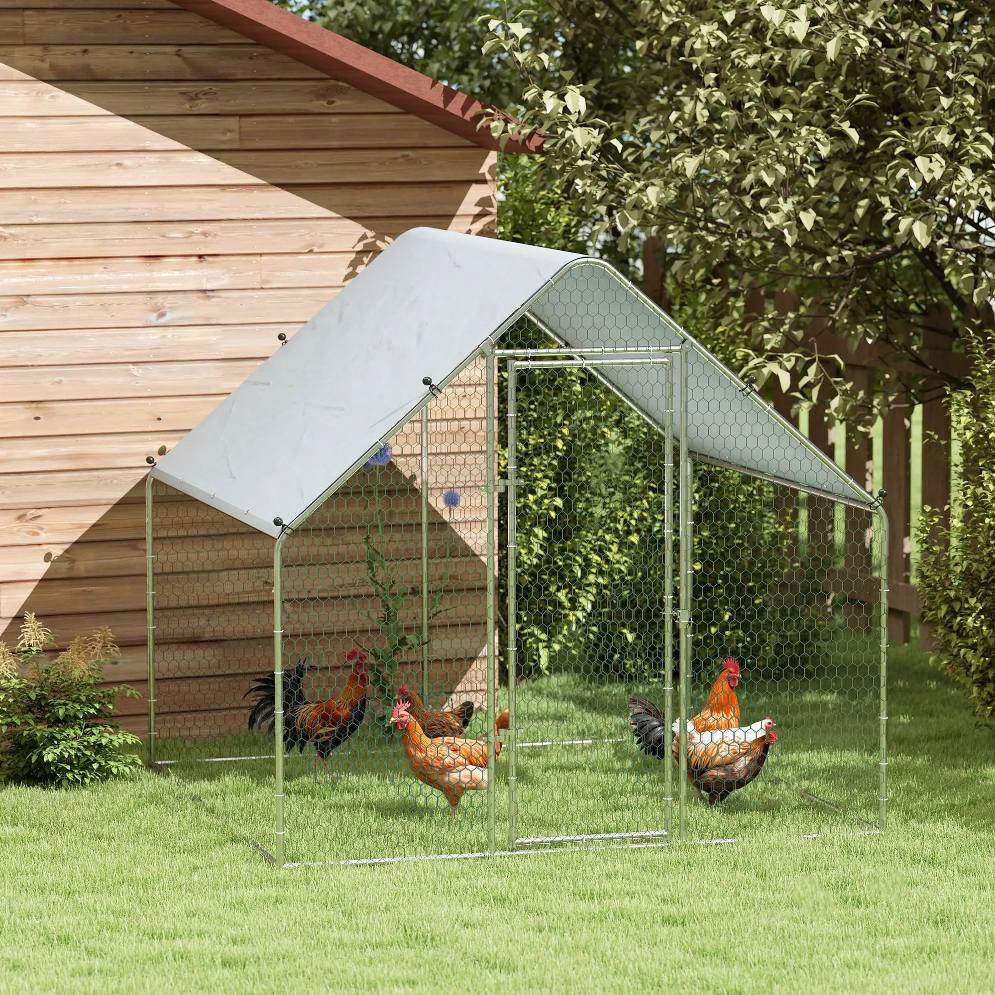 Metal Chicken Coop With Cover, 6.6' x 6.6' x 6.6' Chicken Coops at Gallery Canada