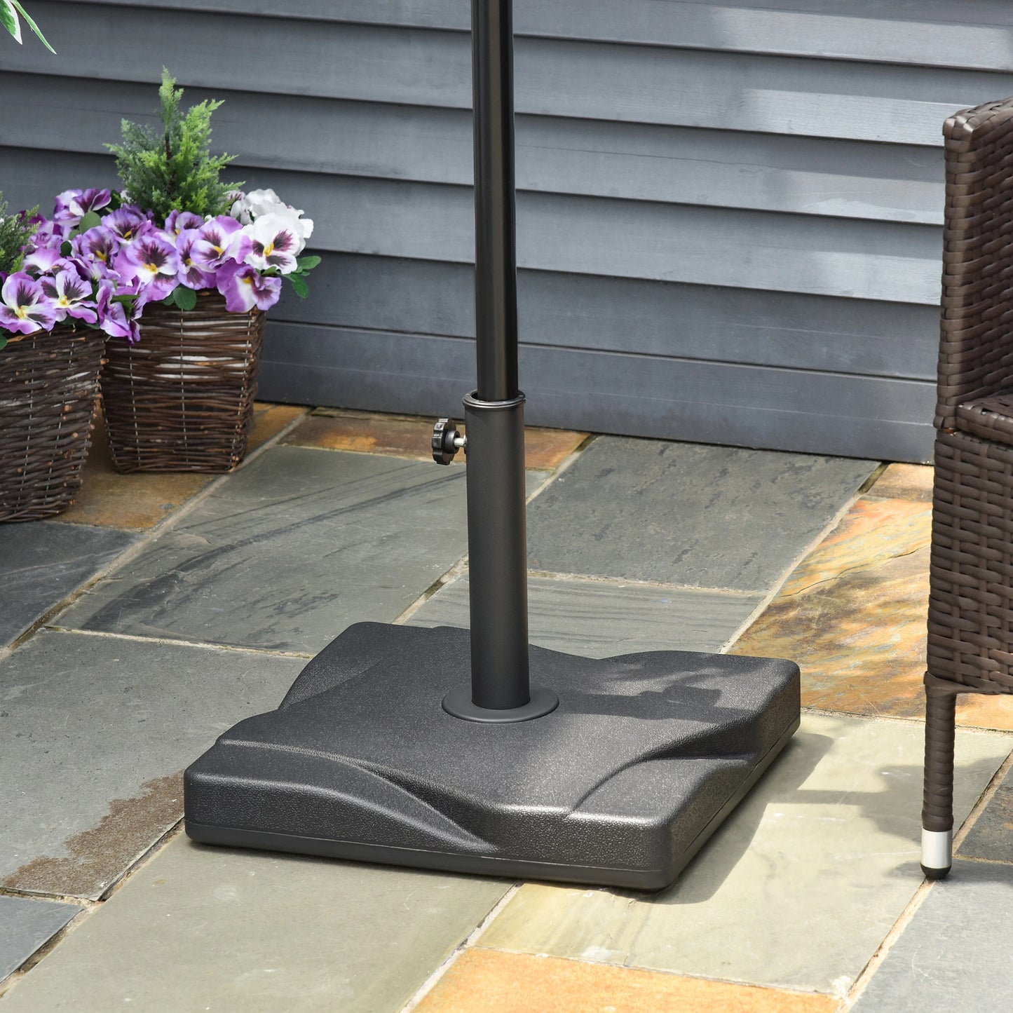 Outdoor Square Cement Parasol Base, Fits Φ1.3", Φ1.5", Φ2.0" Pole, Black Umbrella Bases at Gallery Canada