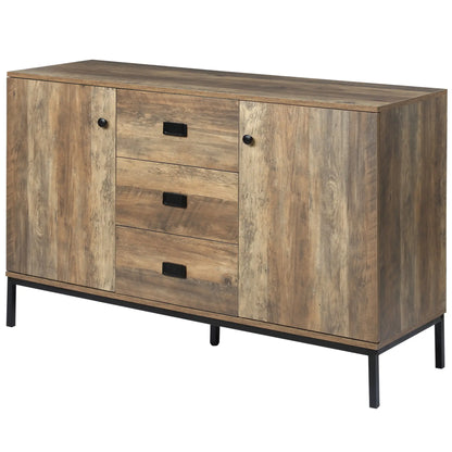 Industrial Sideboard Cabinet, 2 Doors, 3 Drawers, Shelves, Brown Bar Cabinets at Gallery Canada