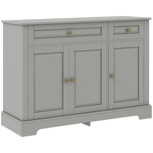 Modern Sideboard Cabinet, 2 Drawers, Adjustable Shelves, Dining Room, Grey