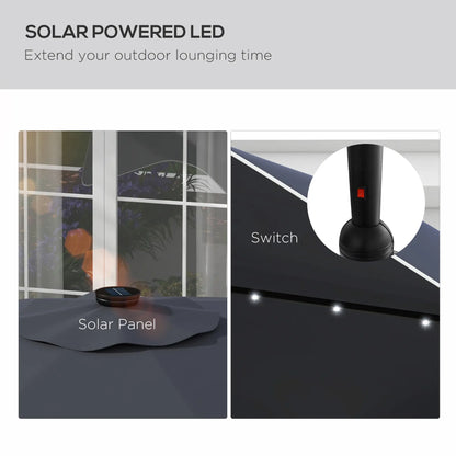 Solar Patio Umbrella with LED, Tilt, Crank, 10 x 10 ft, Dark Grey Sun Umbrellas at Gallery Canada