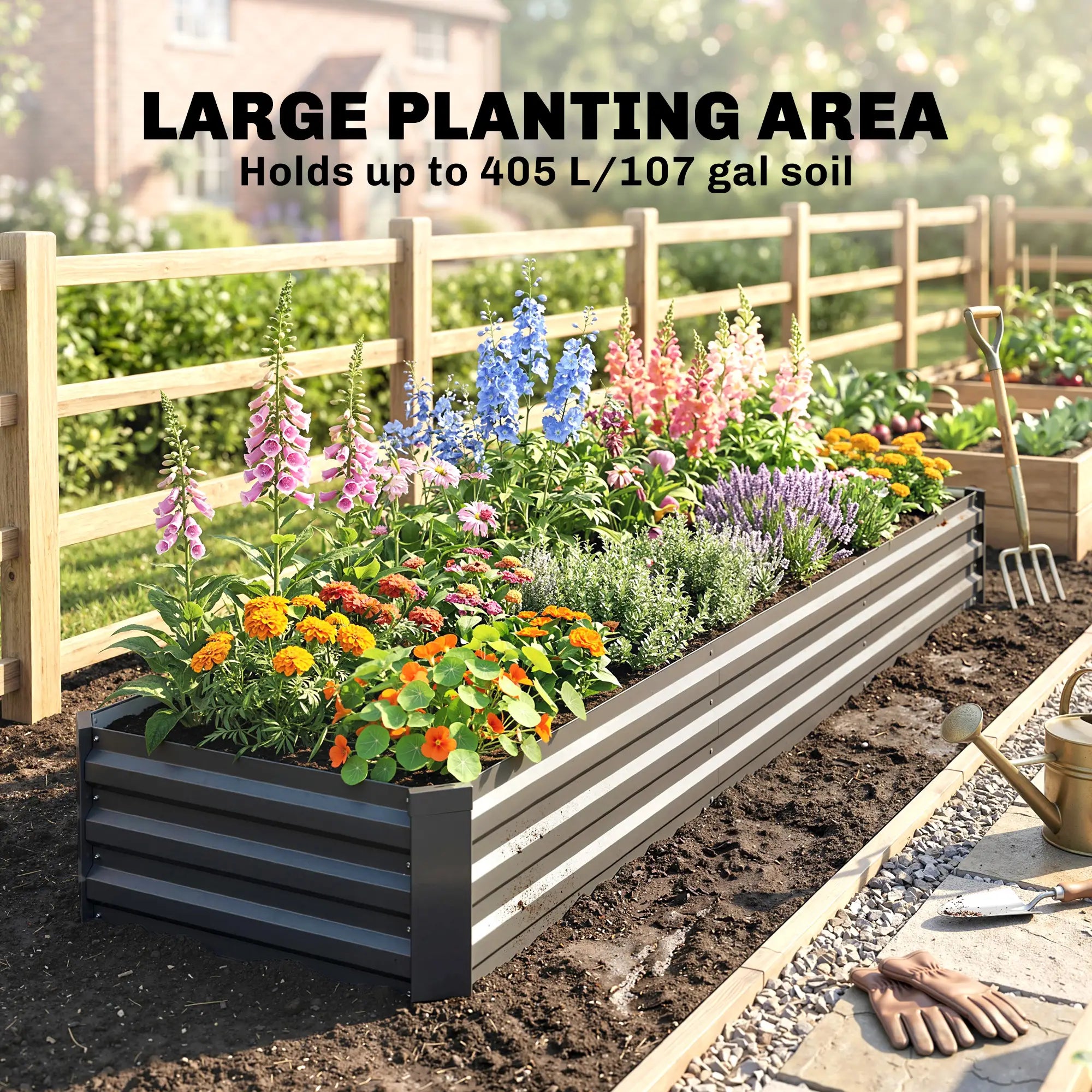 8'x2'x1' Galvanized Raised Bed, Elevated Planter Box, Dark Grey Raised Garden Beds at Gallery Canada