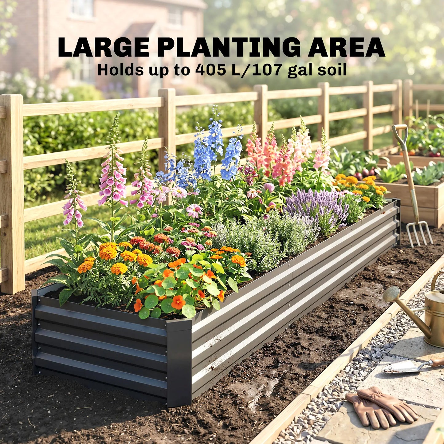 8'x2'x1' Galvanized Raised Bed, Elevated Planter Box, Dark Grey Raised Garden Beds at Gallery Canada