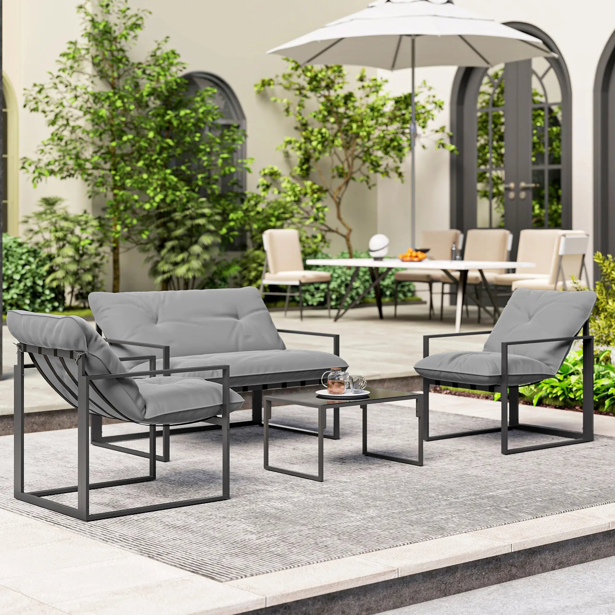 4 Piece Outdoor Furniture Set, Patio Conversation Set, Light Grey Patio Furniture Sets at Gallery Canada