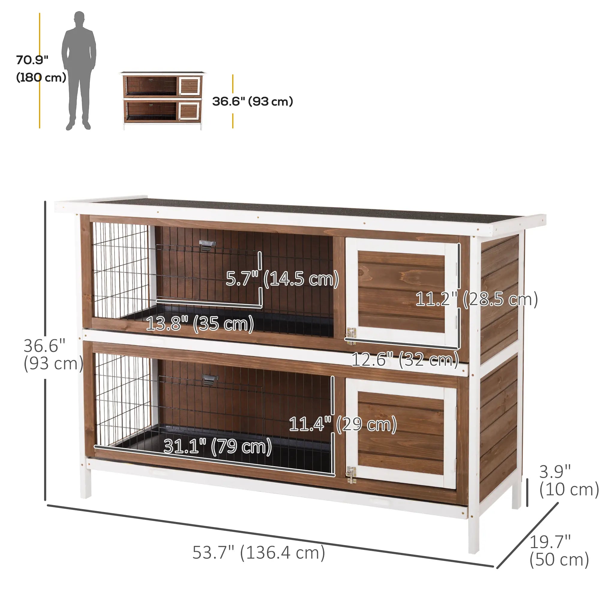 2 Tier Wooden Rabbit Hutch, Bunny Pet House, Brown Rabbit Hutch at Gallery Canada