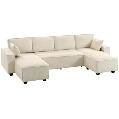Modular U Shaped Sectional Sofa, Double Chaises, Spring Cushions, Beige L Shaped Couchs at Gallery Canada