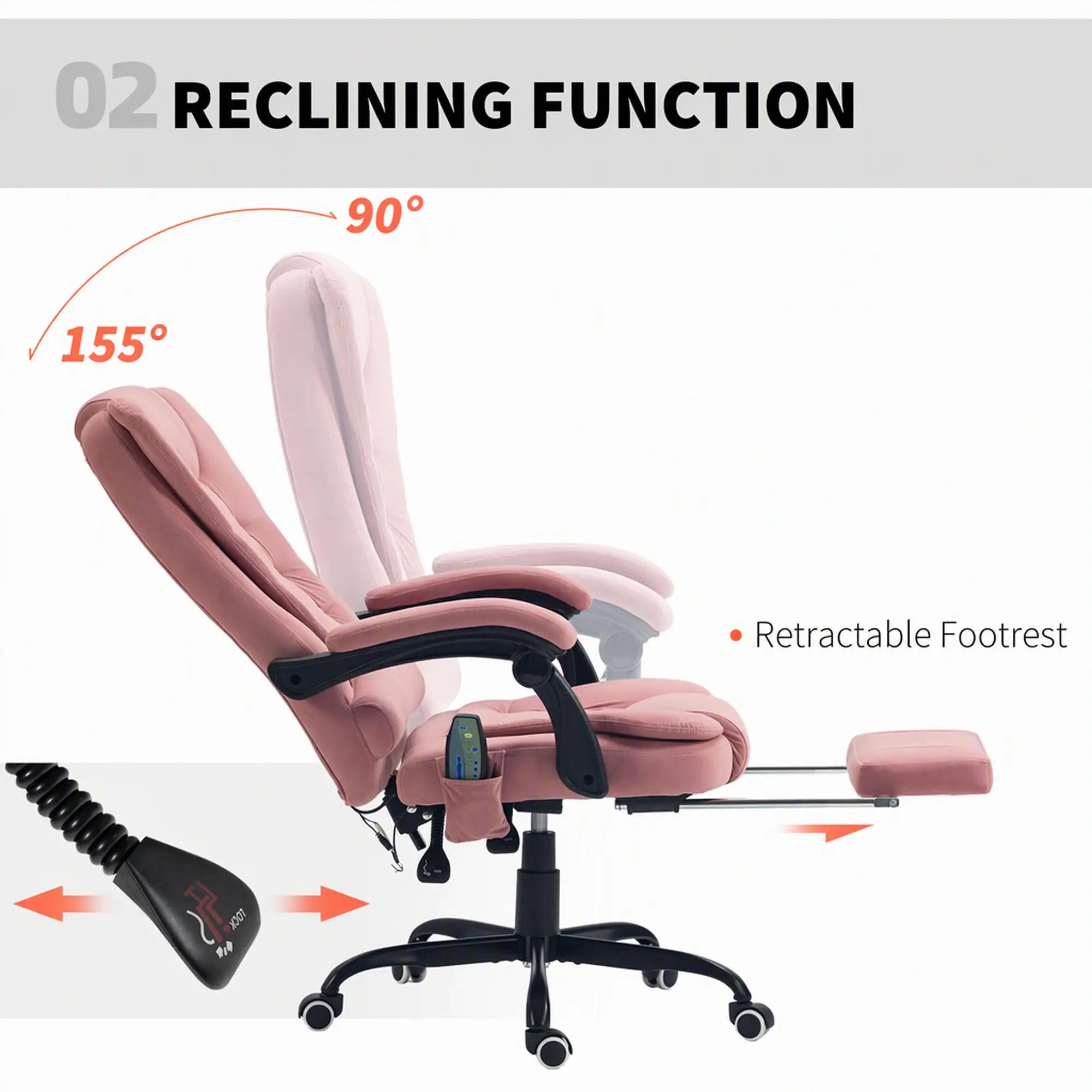7-Point Vibrating Massage Chair, Reclining with Footrest, Pink Massage Chairs at Gallery Canada