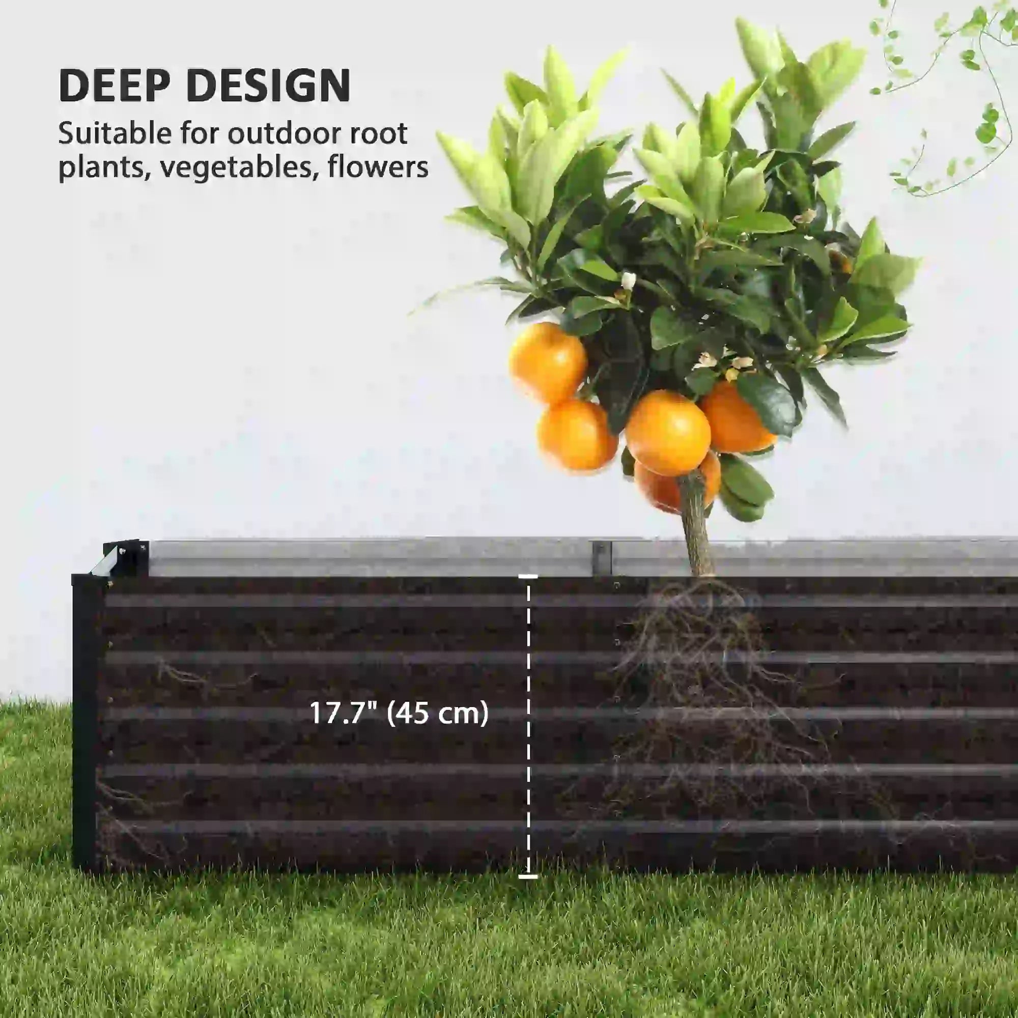 8 x 1.3 x 1.5ft Galvanized Raised Garden Bed, Outdoor Planter Box, Dark Grey Raised Garden Beds at Gallery Canada