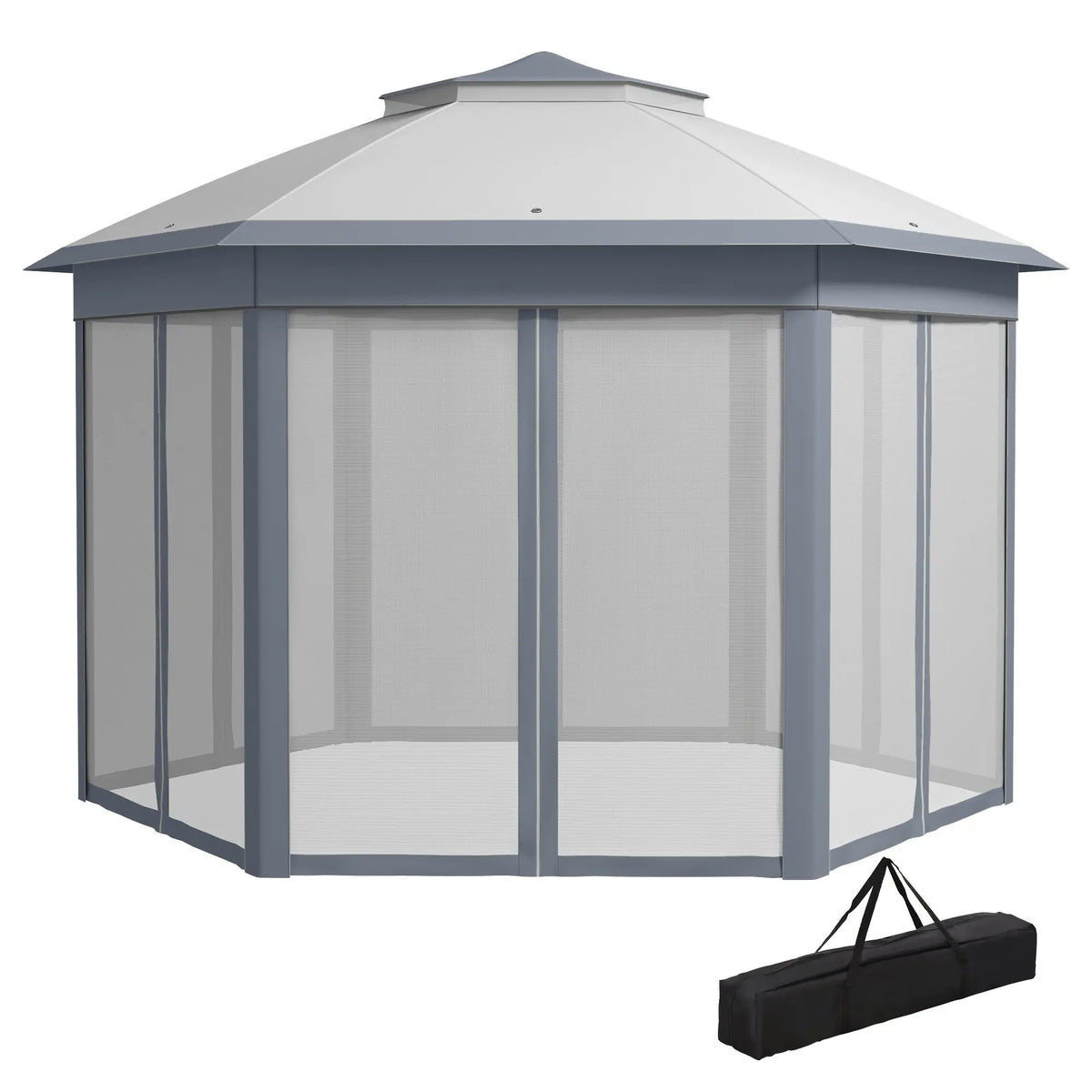 13' x 13' Pop Up Canopy Tent, Netting, Carry Bag, Instant Sun Shelter, Grey Pop Up Canopies Grey at Gallery Canada