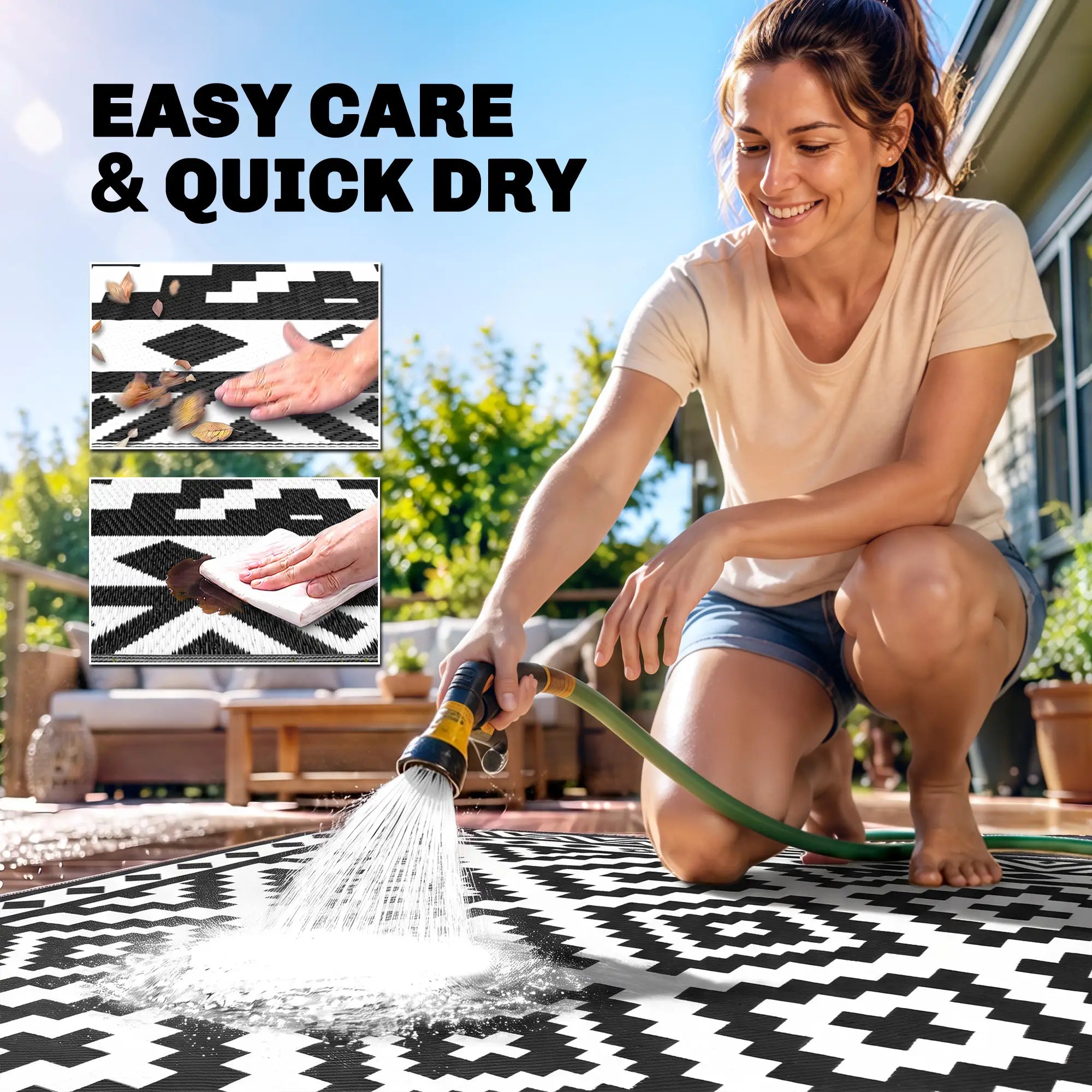 Reversible Plastic Straw Rug, LED Lights, 12' x 9' Outdoor Reversible Rugs at Gallery Canada